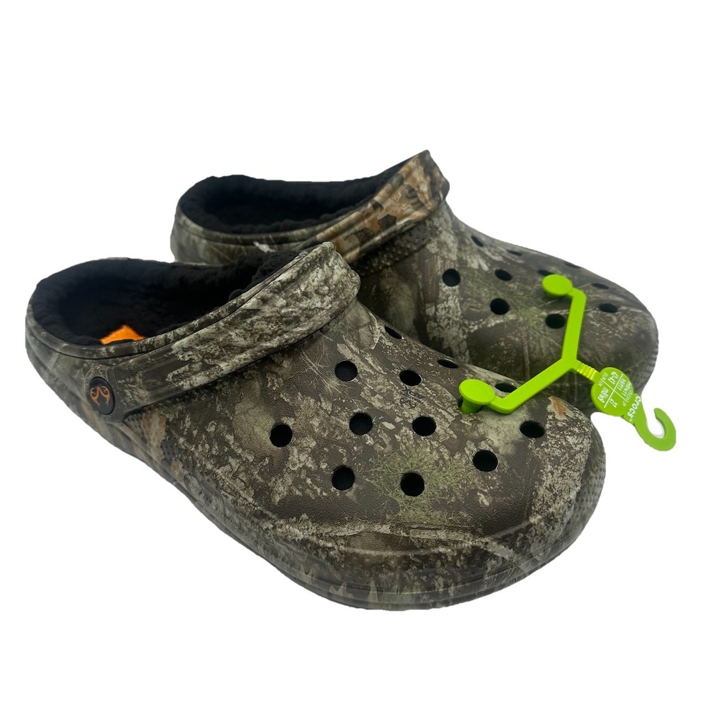 Crocs Realtree APX Classic Clogs Mens 9 Womens 11 Green Camo Lined Slip On Shoes